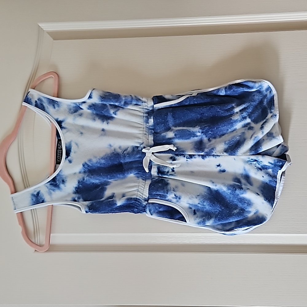 Romper by Trixxi Girl blue white Terry cloth. Size Med 7/8 little girls.